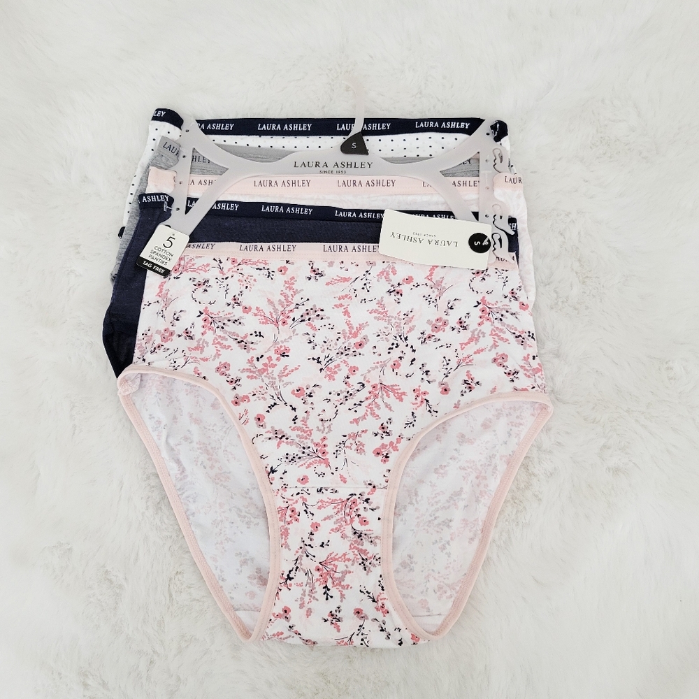 🦋LAURA ASHLEY 5-PACK COTTON SPANDEX PANTIES SIZE S